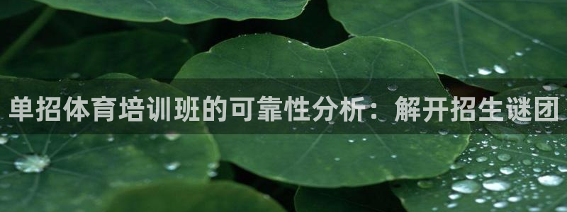 欧陆娱乐登录平台官网：单招体育培训班的可靠性分析：解